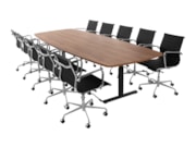 Vergadertafel Groot TUBE Zwart Cognac Walnoot (320cm)