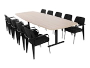 Vergadertafel Groot TUBE Zwart Scandinavisch Eiken (320cm)