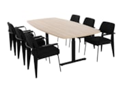 Vergadertafel TUBE Zwart Scandinavisch Eiken (220cm)