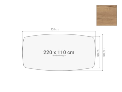 Vergadertafel blad bootvormig  Eiken 220x110 cm Vergadertafel blad bootvormig  Eiken 220x110 cm