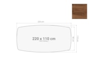 Vergadertafel blad bootvormig 220x110cm