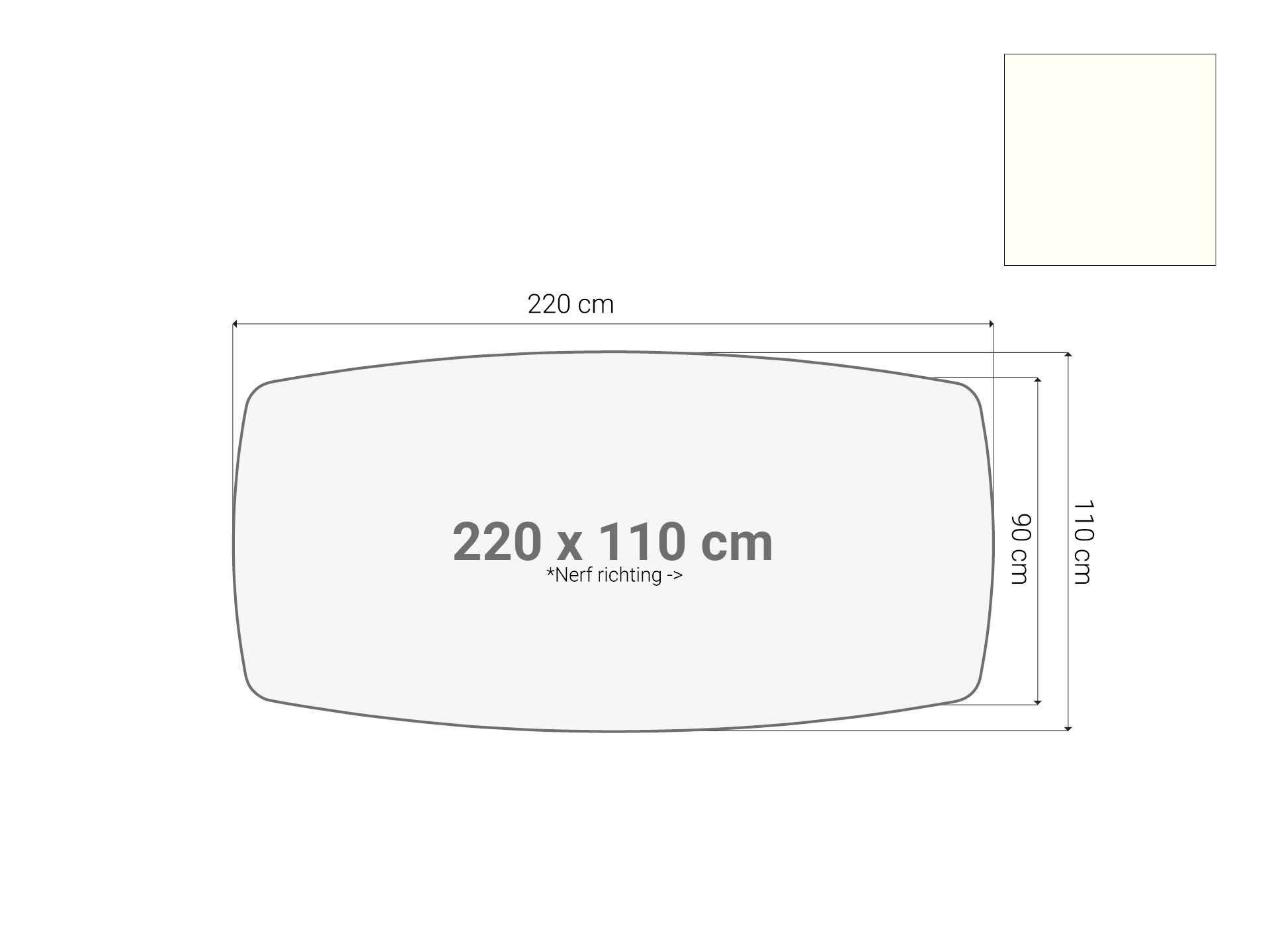 Vergadertafel blad bootvormig Wit 220x110 cm
