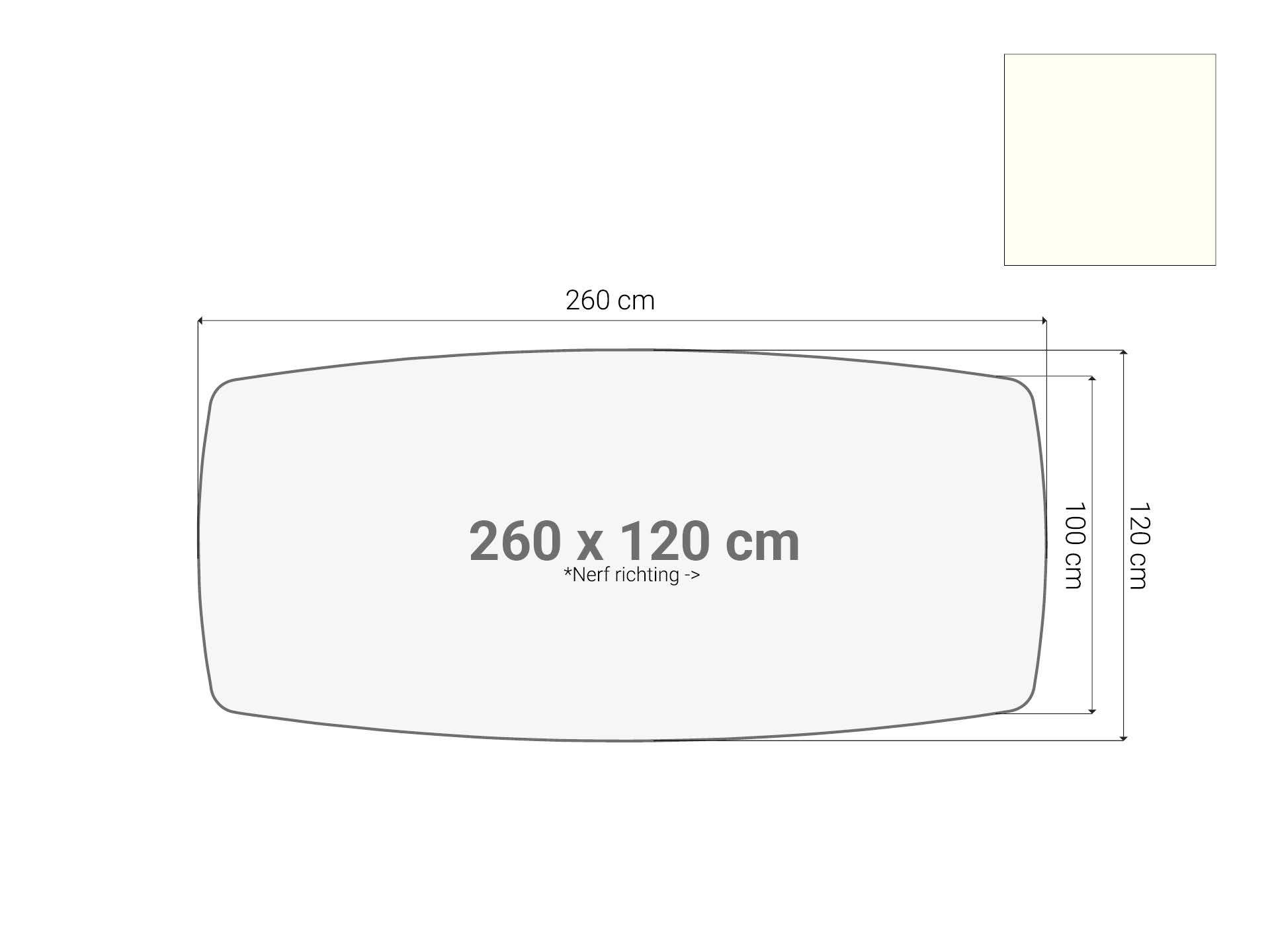 Vergadertafel blad bootvormig Wit 260x120 cm