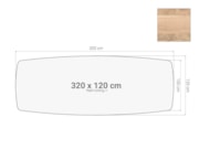 Vergadertafel blad bootvormig 320x120cm