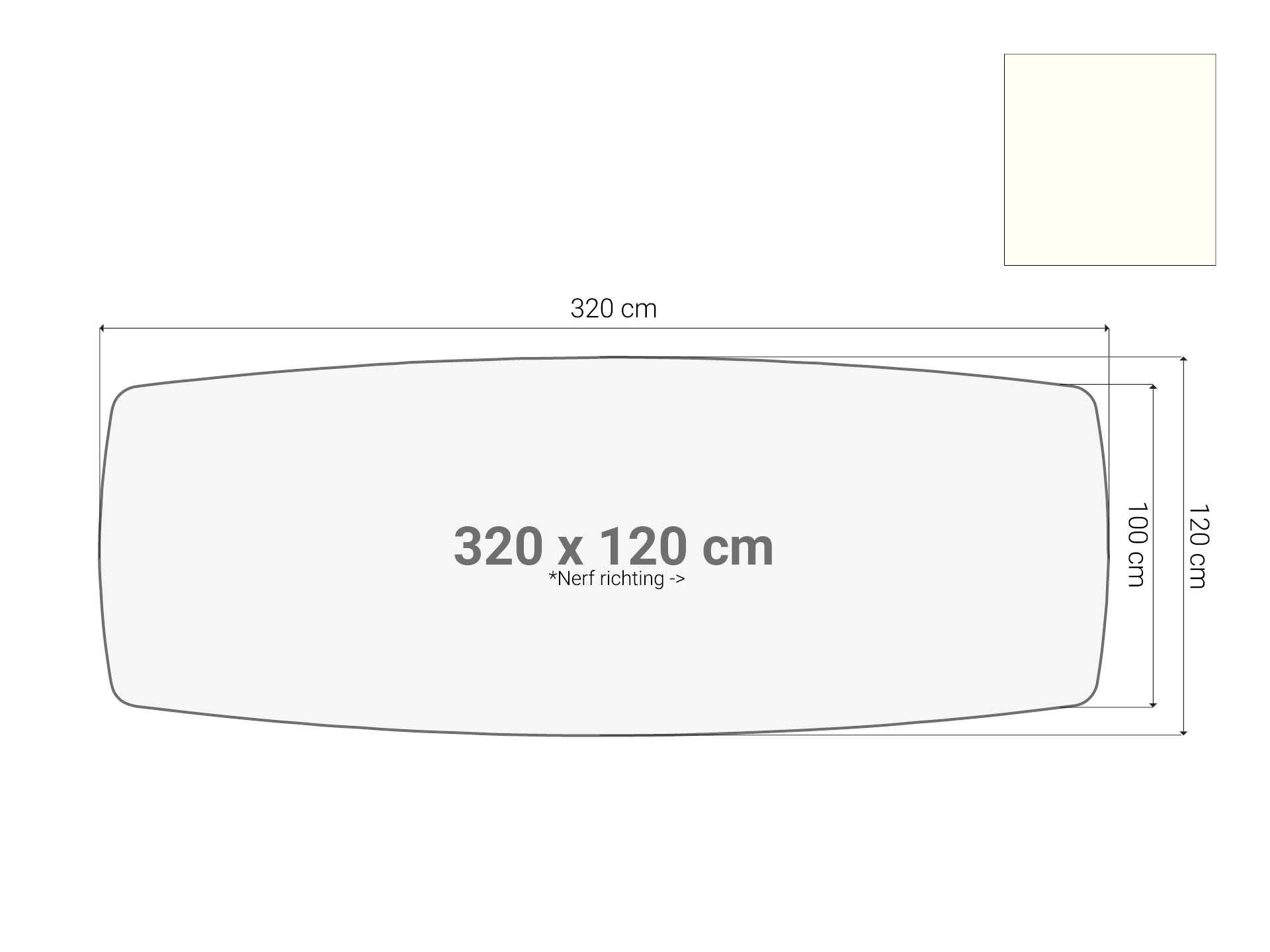 Vergadertafel blad bootvormig Wit 320x120 cm