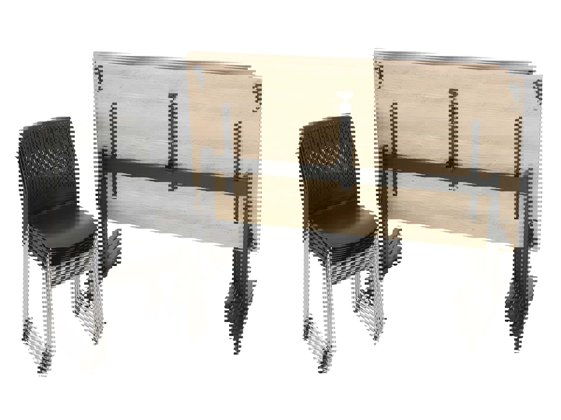 Verrijdbare klaptafel TUBE Zwart Scandinavisch Eiken