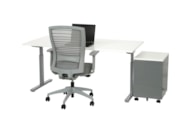 Bureau instelbaar TUBE Zilvergrijs Wit