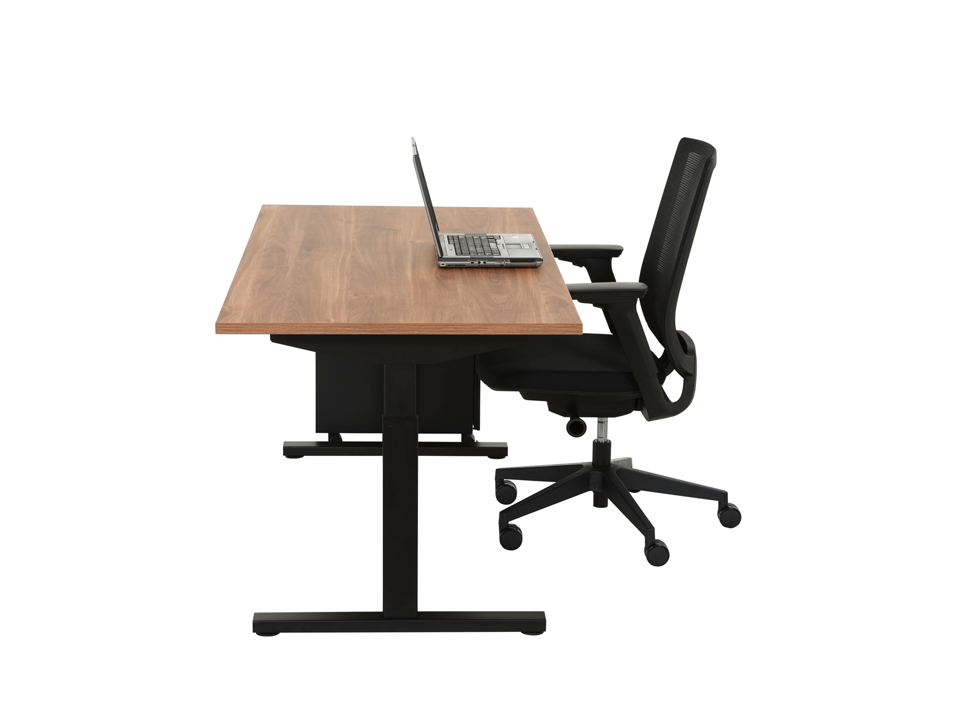 Bureau instelbaar TUBE Zwart Cognac Walnoten