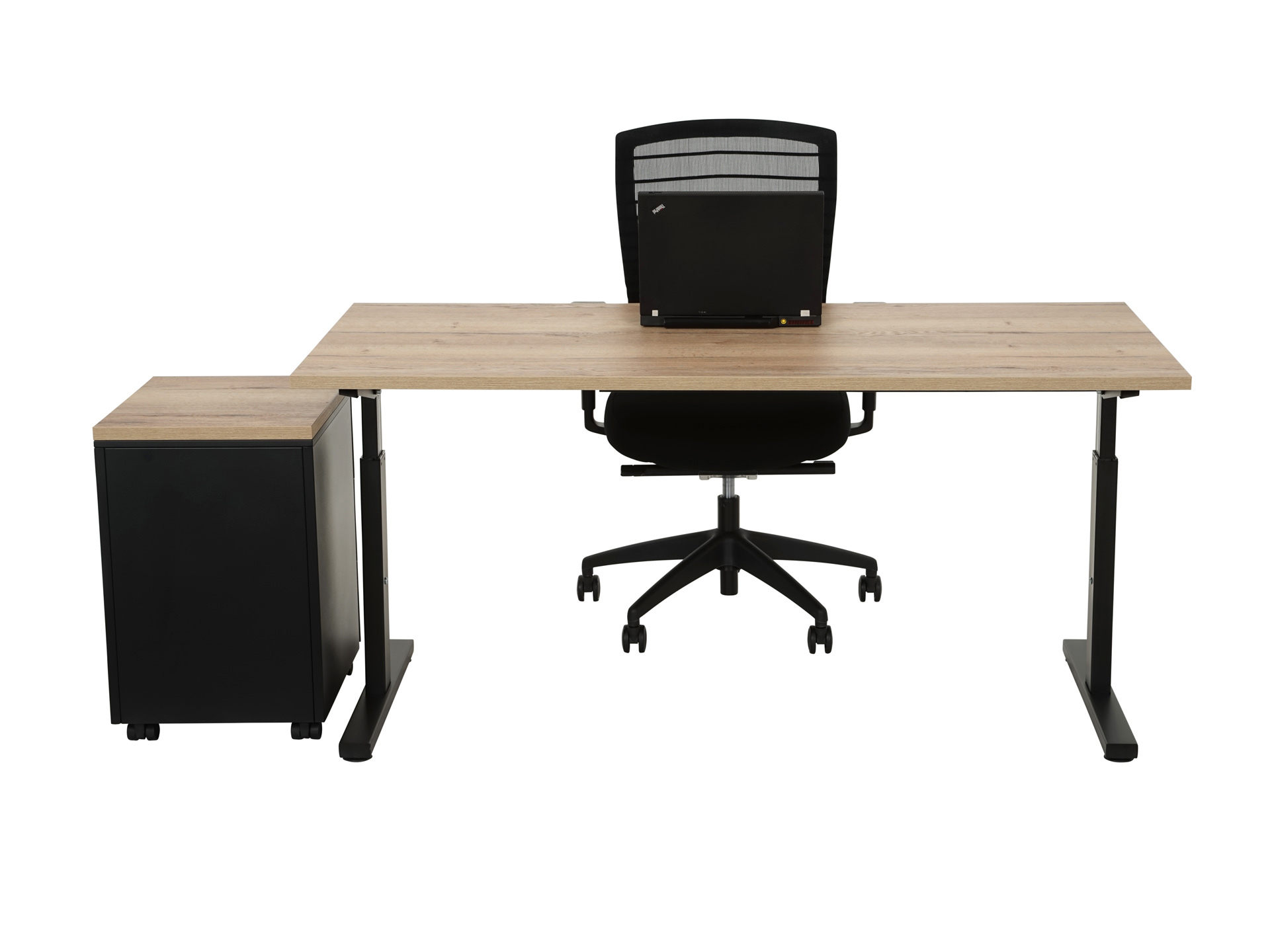 Bureau instelbaar TUBE Zwart Eiken