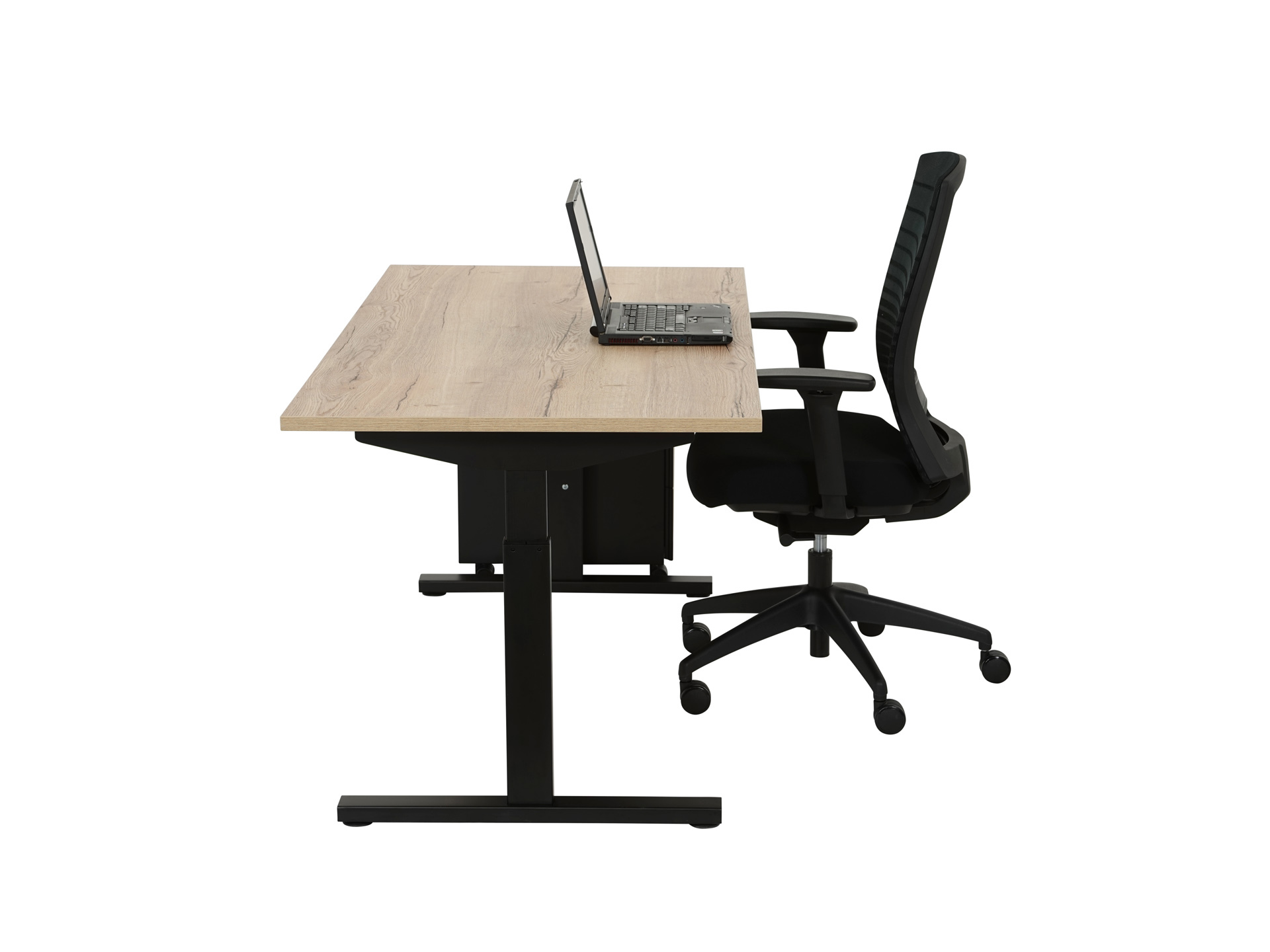 Bureau instelbaar TUBE Zwart Eiken